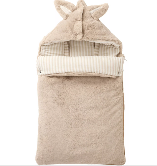 Nid d’ange fausse fourrure angora doublé gaze de coton - beige