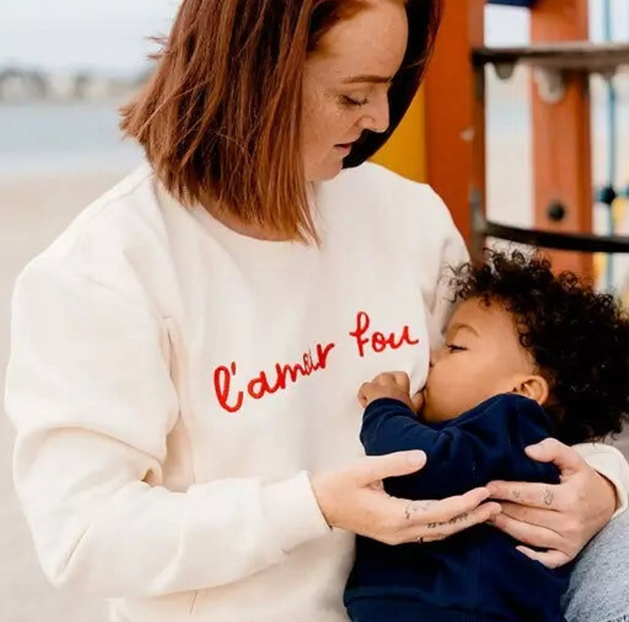 Pull grossesse et allaitement | blanc crème